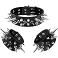 Manfnee Leather Studded Spike Bracelet Choker Punk Gothic Metal Rivet Cuff Bangle Black Wristband