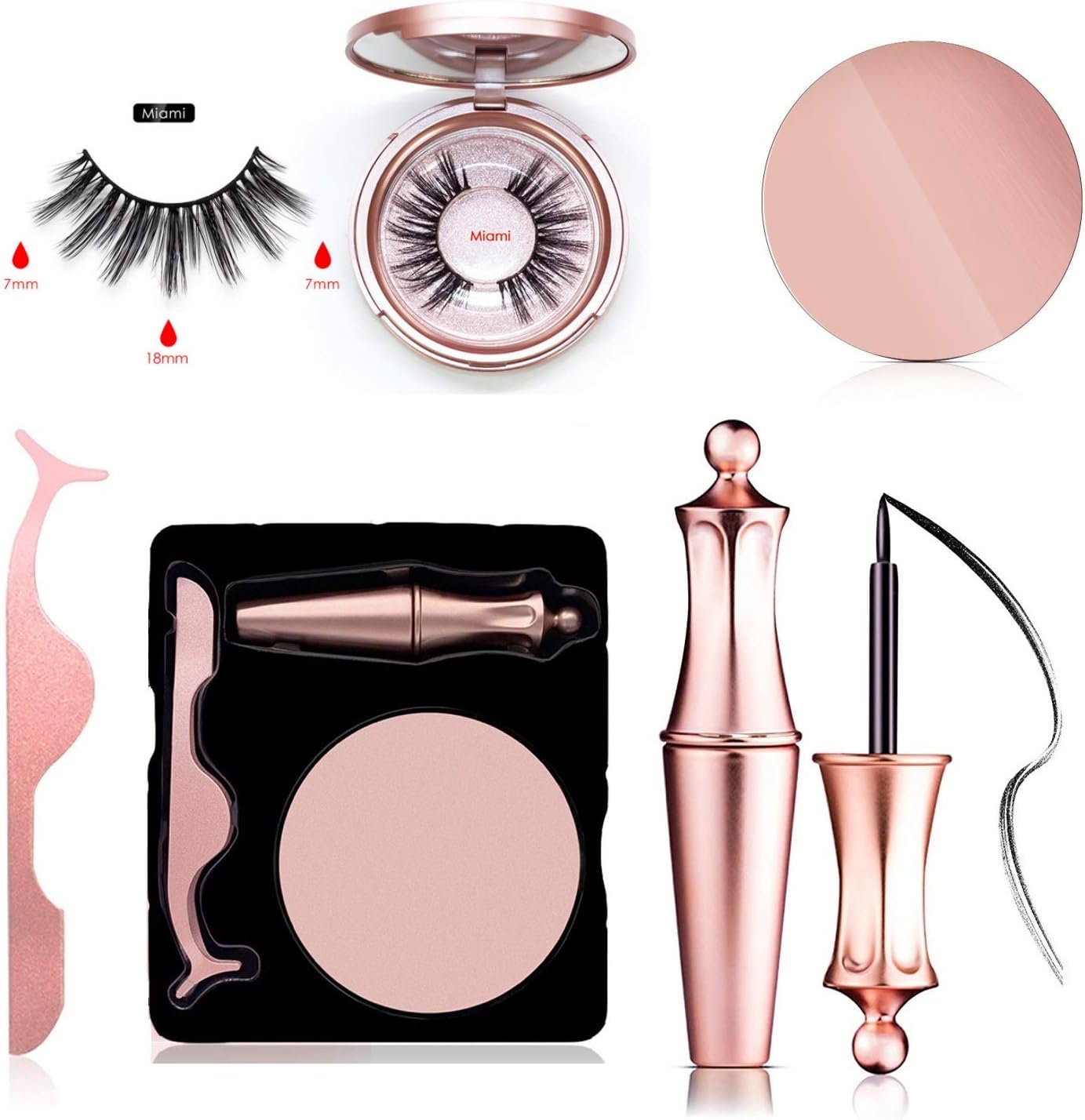 Magnetic Eyelashes, Jahul Magnetic Eyelashes with Eyeliner, Reusable Magnetic False Eyelashes Kit with Tweezers, No Glue Needed - Miami