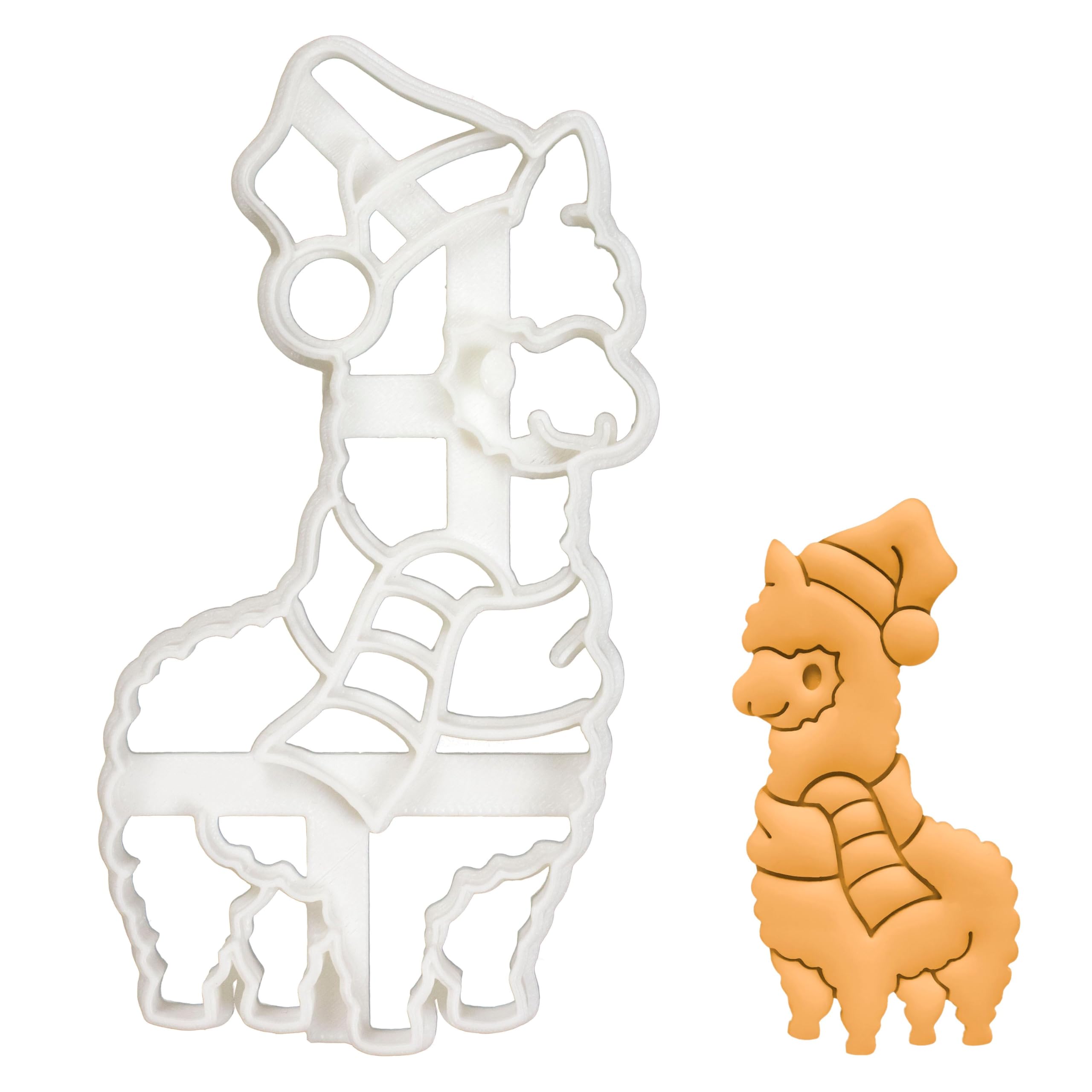 BAKERLOGY Christmas Alpaca Cookie Cutter - Detailed Biscuit Cutter Design for Baking and Crafts, Ideal on Fondant, Dough, Clay