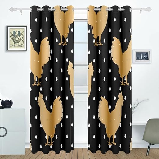 Amazon Com Aideess Golden Cock Polka Dot Curtain Panels Insulated