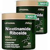 Airboy Liposomal Nicotinamide Riboside 900 mg, NAD Supplement with Resveratrol,NMN Alternative NAD Booster Support Anti-Aging, Energy, Focus - 80 Capsulesx 2 Pack