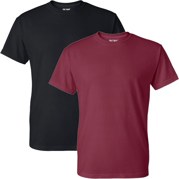 Gildan Men's Ultra Cotton T-Shirt 2-Pack – Comfort Fit Pocket Tee In White & Maroon (2XL)