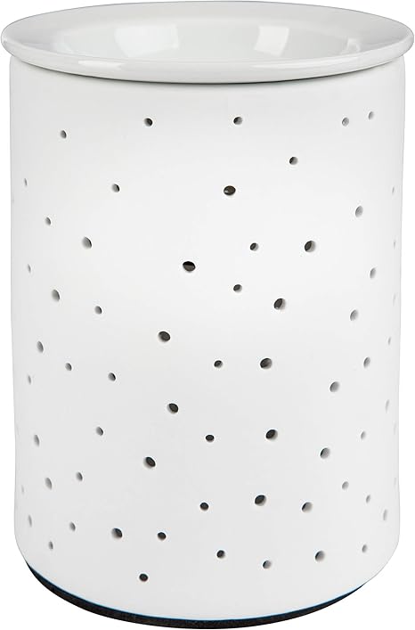 lampara ambientador electrico dots blanca 15 cm en caja de pvc con bombilla
