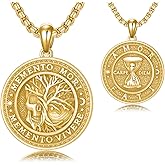 SIMONLY Memento Mori Necklace for Men 925 Sterling Silver Memento Mori Pendant Gothic Skull Pendant Amulet Protection Jewelry Gifts