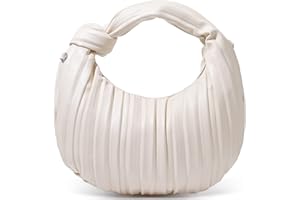 NIUEIMEE ZHOU Small Knotted Handbags for Women Soft PU Leather Crossbody Dumpling Bags Cloud Clutch Purses Ruched Pouch Bag