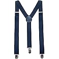 JEMYGINS Solid Color Mens Suspender with 3 Strong Clips Adjustable Braces