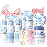 11 In 1 Milk Skincare Set for Women & Teens, Travel Skincare Set, Skincare Kits Milk Girls Gifts, Skin Care for Teens 10-12, Deep Moisturizing & Gentle Milk Teen Skin Care Kit for Women, Girls