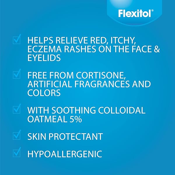 FLEXITOL FACE AND EYELID ECZEMA CREAM FOR SENSITIVE SKIN, 5% COLLOIDAL OATMEAL, SOOTHING EYE TREATMENT FOR ECZEMA AND DERMATITIS, HYDRATING NON-GREASY OINTMENT FOR DRY, ITCHY SKIN, 1.4 OZ