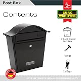 Burg-Wächter MB01BK Black Classic Wall Mounted Mailbox 36x37x13cm view 3
