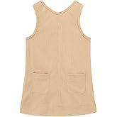 Noomelfish Girl Corduroy Jumper Dress Skirtall Overall Dresses Pinafore with Pockets(5-12 Years)