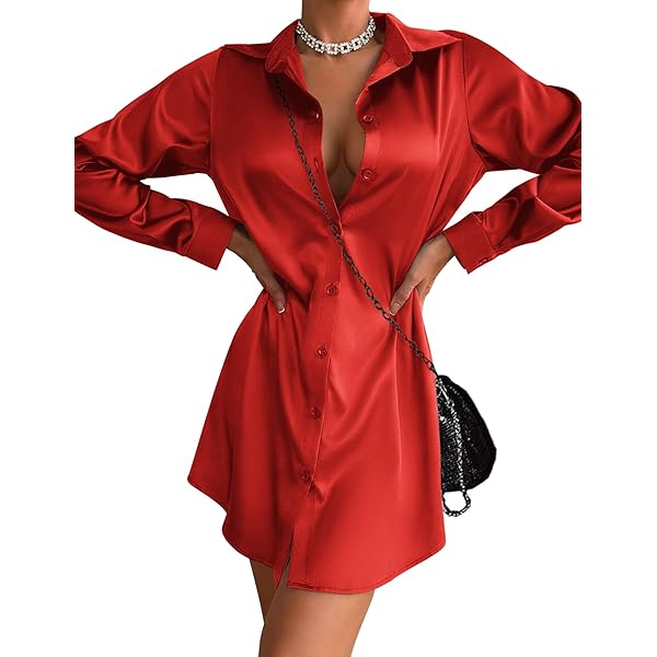 fitted lace wedding dress M Red Polka Dots Women's Casual Shirt Dress Shirt Collar Long Sleeve Shift  Midi Dresses Fashion Office Daily Loose Print Dress with Pockets at Amazon  Women's Clothing store