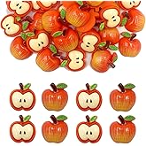 LOPURO Resin Flatback Beads Charms, 50Pcs Resin Fruit Apple Flatback Charms for DIY Phone Case Scrapbooking Embellishment Crafts Making Hair Clip Headband Jewelry Decor