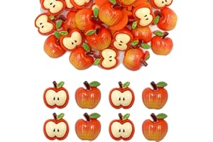 LOPURO Resin Flatback Beads Charms, 50Pcs Resin Fruit Apple Flatback Charms for DIY Phone Case Scrapbooking Embellishment Crafts Making Hair Clip Headband Jewelry Decor