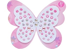 koutey 30 Pairs Butterfly Stick On Earrings - Kids Unicorn Rainbow Stick On Earrings for Little Girls 4-6 Sticker Earrings Self-Adhesive Gem Press on Stick on Earrings