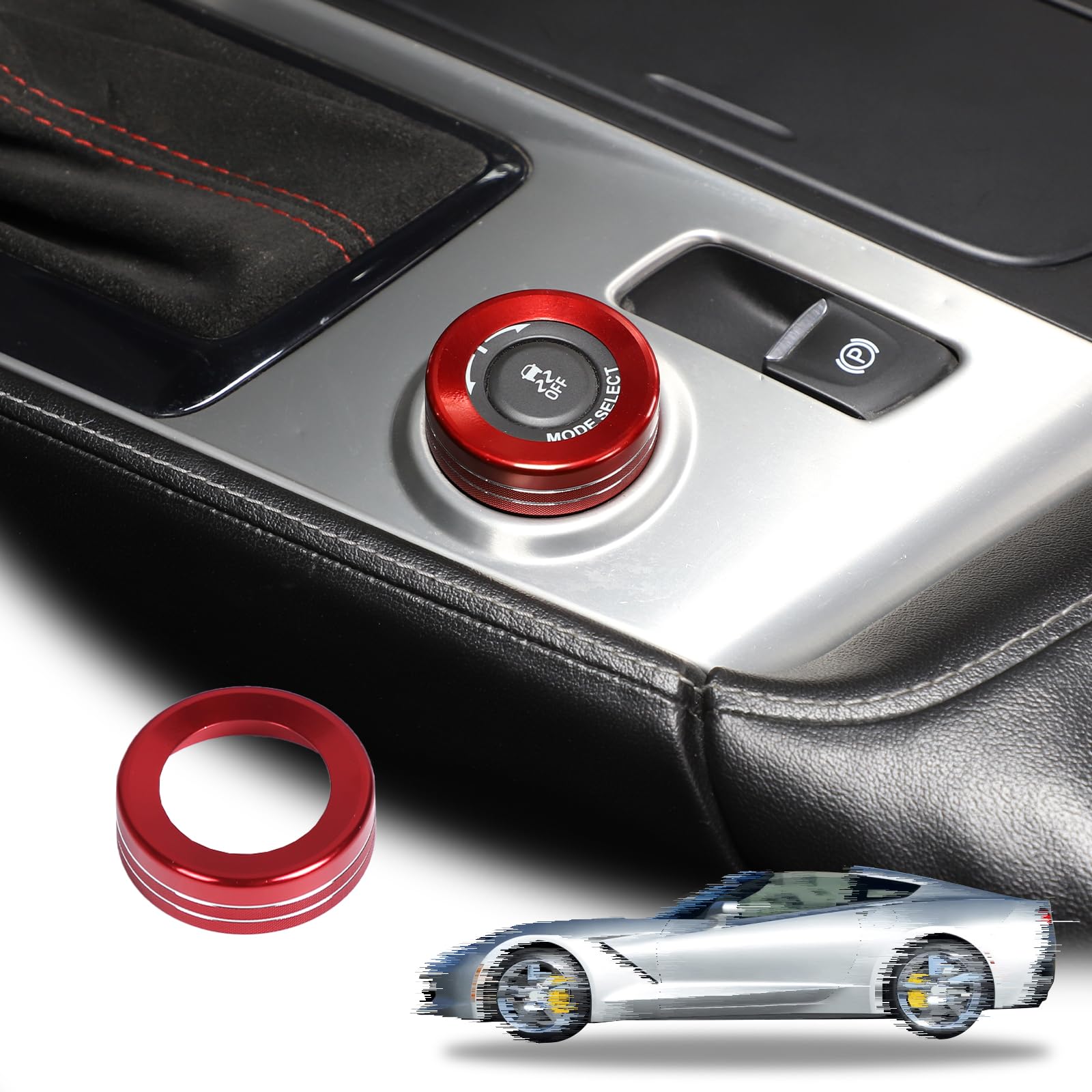 Photo 1 of LLKUANG Car Center Console Driving Mode Knob Cover Trim Fit for Chevrolet Corvette C7 2014-2019 Aluminum Alloy Multimedia Adjustment Knob Button Covers-1pcs