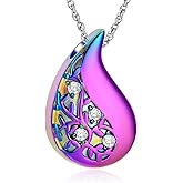 Tree of Life Teardrop Urn Necklace for Ashes Teardrop Crystal Cremation Jewelry Celtic knot Ashes Pendant Stainless Steel Keepsake Memorial Jewelry for Women Men