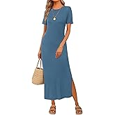Arach&Cloz Women's Wool Blend Lightweight Spring Casual T Shirts Maxi Dress 2026