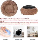 Nepfaivy Calming Donut Dog Cat Bed 15.7in Coffee Non Slip Washable view 6