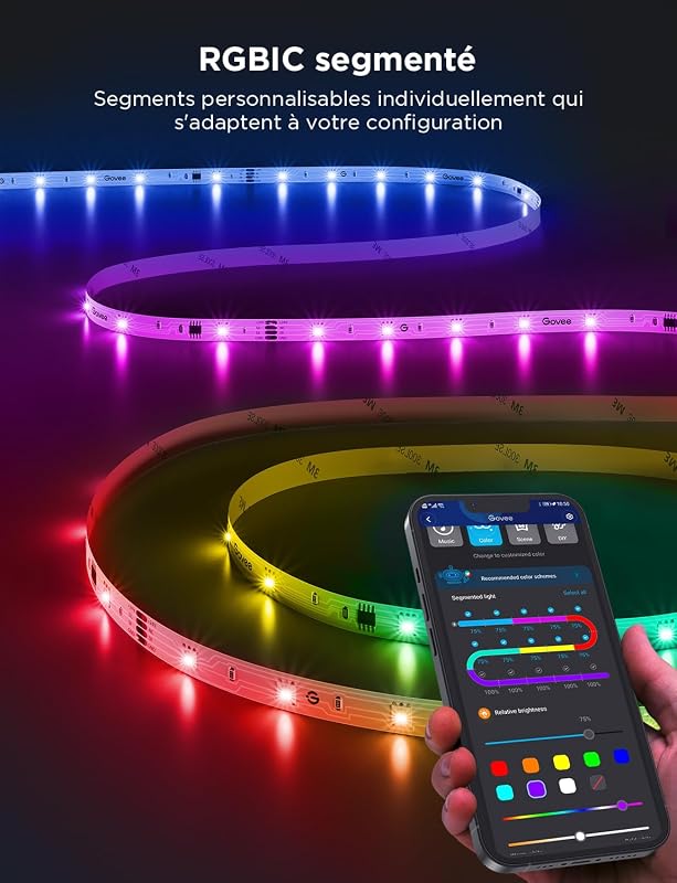 Ruban LED 5M, RGBIC Bande LED avec Contrôle de Segment