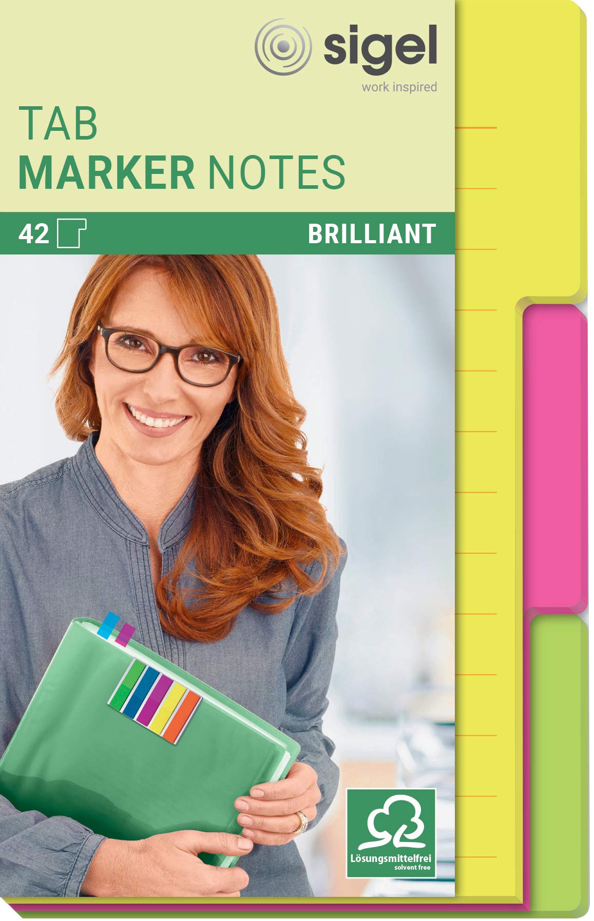 SIGEL HN206 Tab Markers Notes, Paper, 3 Colors, 42 Sheets, 9,8 x 14,8 cm