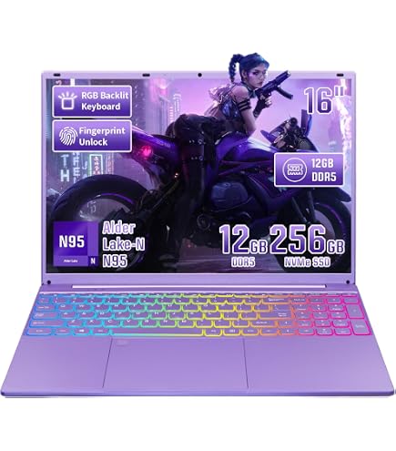 Amazon.com: 16 吋紫色筆記型電腦12G LPDDR5 RAM 512GB NVMe SSD Alder