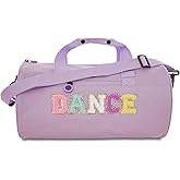 Large Size Dance Bag for Girls Kids Toddler Teens,Purple Ballet Gym Bag with Plush Chenille "DANCE" Letters,Sport Duffle Gym bag for Ballet Class, Sports & Practice 16.5"Lx9"Wx9"H