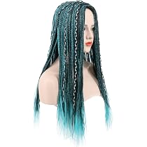 Amazon.com: karlery Women Long Braid Blue and Black Mixed Wig ...