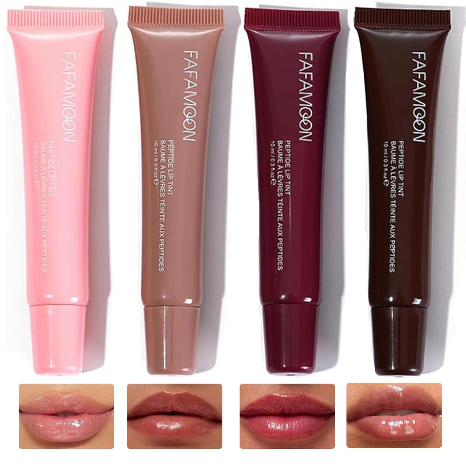 Lip Jam Hydrating Lip Gloss Lip Oil, 4 Colors Glossy Plumping Tinted Lip Balm Lipgloss, High Shine Glass Finish Nude Colors Shiny Jelly Liquid Lipstick Nourishing Long Lasting Lip Gloss Makeup