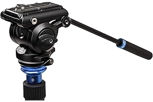 Benro S4 PRO Flat Base Fluid Video Head, 8.8 lb Max, 2 Step Counterbalance (1&2), 1/4"-20 Accessory Mounts, 3/8"-16 Head Mount, w/Pan Arm (S4PRO)