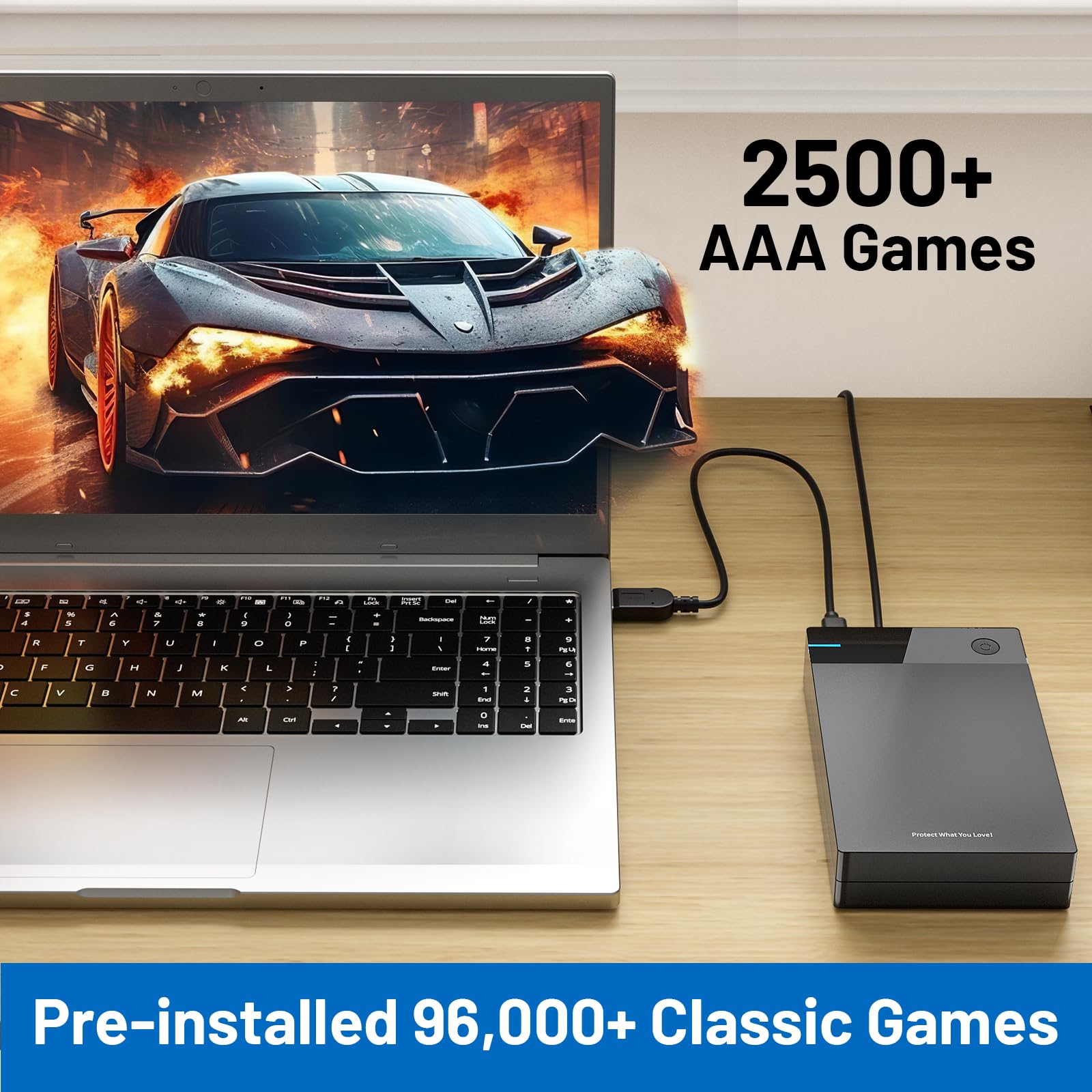Kinhank 12tb Retro Game Hard Drive with 96000+ Games, Retro Game Consoles Compatible with 400+ Emulators, Portable Game Hard Drive Disk Compatible with Win 7/8/10/11