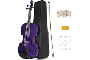 Ceciliec 16 Inch Acoustic Viola Set, Beginner Handmade Varnish Solid Wood Viola for Adults, Students, Musical Instrument Viola Set with Case, Bow, Rosin, Bridge and Strings,Purple