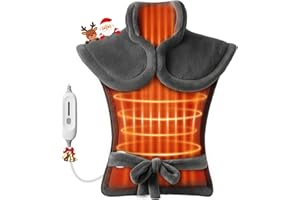 Comfier Large Heating Pad for Back, FSA Eligible HSA, Soft Flannel Fast Heating Pads for Neck and Shoulders, Electric Heated Wrap, 3 Heat Levels & 90-Mins Auto Shut Off, Christmas Gifts for Mom Dad