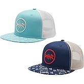 BASSDASH 2 Pack Flat Brim Trucker Cap Adjustable Snapback Hat Mesh Back for Men Women Fishing Hunting