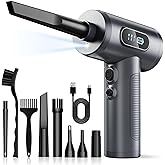 Compressed Air Duster-3 Gear Adjustable 100000RPM Electric Air Duster with LED Light, Rechargeable Cordless Air Blower for Keyboard Electric Devices Cleaning. Replaces Compressed Air Cans (Grey)