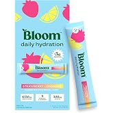 Bloom Nutrition Hydration Electrolyte Sticks, Strawberry Lemonade, 5 Count | Electrolytes with Collagen, 5g Protein, Vitamins &amp; Minerals, Sugar Free Drink Mix
