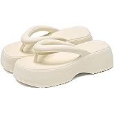 No.6 JCZJANA Women's Platform Flip Flops, Casual Wedges Sandals With Arch Support, Summer Chunky Heeled Slides, Beach Thong Slippers