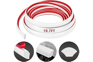 MIUWAUER Flexible Quarter Round Molding Self Adhesive (White, 19.7 Ft) Peel and Stick Flexible Corner Molding Trim Caulk Strip for Ceiling, Molding, Wall Corner, Tile Edge, Countertop Cabinet Edge