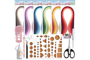 JUYA Paper Quilling Kits with 30 Colors 600 Strips and 8 Tools (Width:3mm with Glue, Pink Tools)