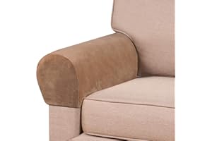 PrinceDeco Thick Velvet Stretch Armrest Covers for Chairs and Sofas Armchair Covers for Arms Couch Arm Covers Armrest Covers for Sofa Non Slip (2 Pack: Camel)