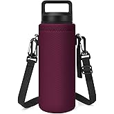 Linkidea Neoprene Water Bottle Carrier with Strap Compatible with YETI Rambler Bottle 18oz/26oz, Yonder 25oz, Insulated Waterbottle Sling Bag with Shoulder Strap, Wine Red