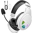 WiseWing 2.4GHz Wireless Gaming Headset for PC, PS5, PS4, Switch, USB Gaming Headphones with Noise Canceling Microphone, Bluetooth 5.4, RGB Lights, 60H Battery Headsets for Mac, Laptop, Mobile