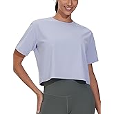 Dragon Fit Workout Crop Tops for Women Short Sleeve Athletic T-Shirt Casual Running Yoga Tops