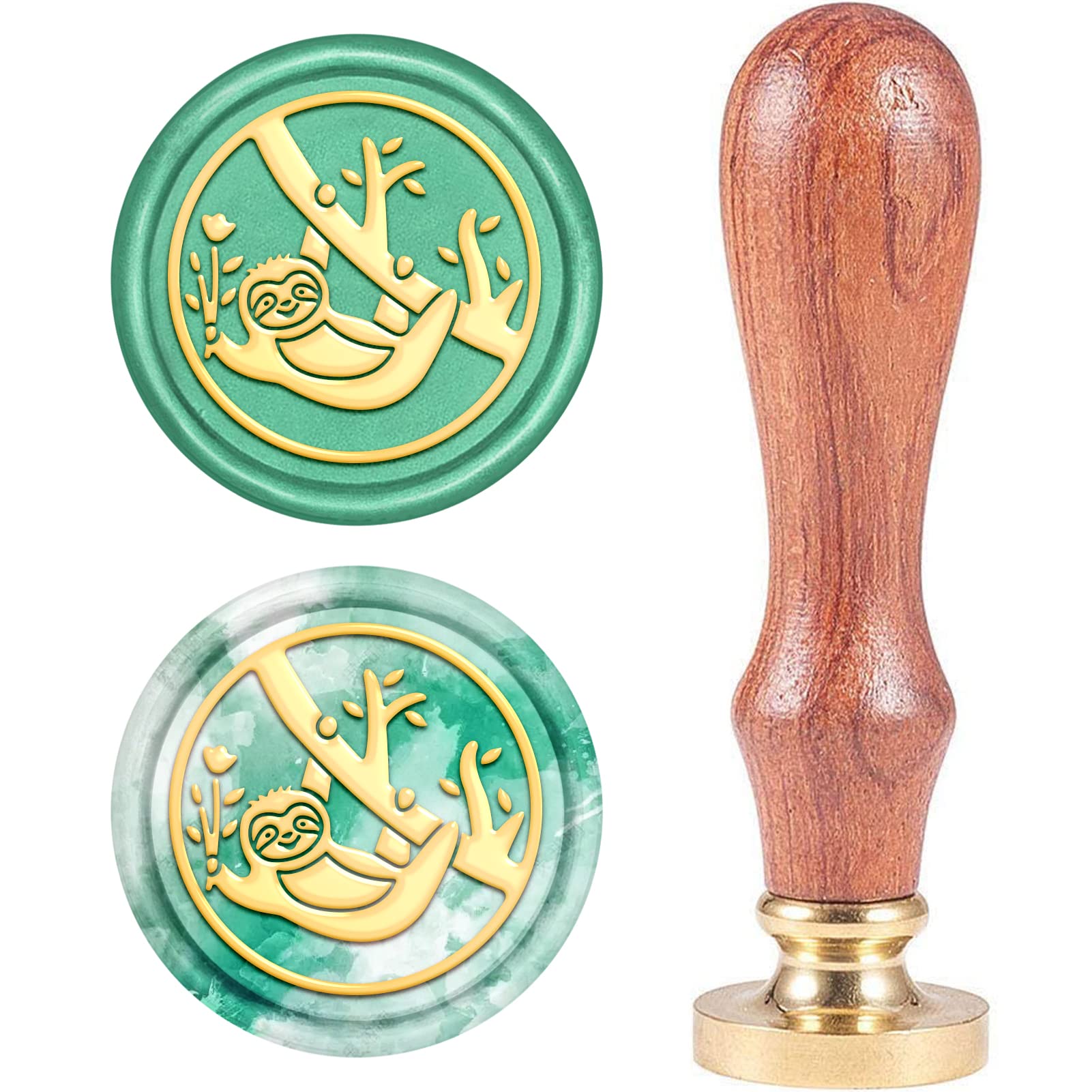 CRASPIRE Wax Seal Stamp Sloth, Retro Sealing Wax Stamp Animal Pattern with 25mm Removable Brass Head Wooden Handle for Envelope Card Package Decoration