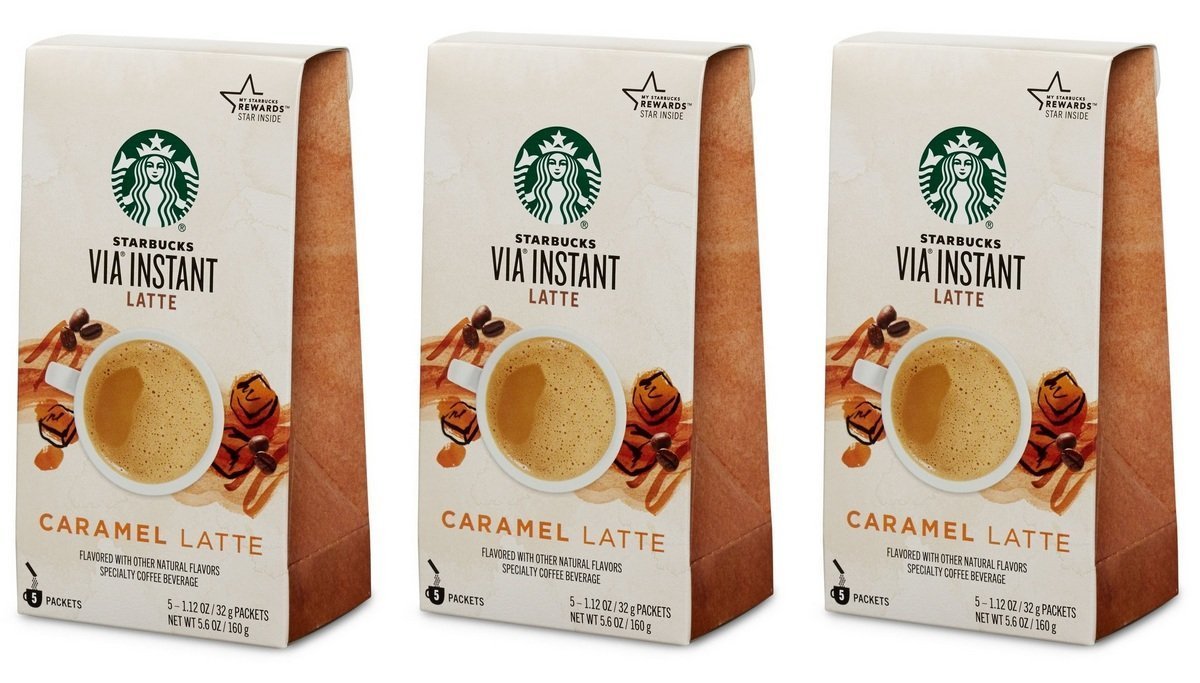 Starbucks VIA Instant Caramel Latte 5 Packets (Pack of 3, 15 Packets