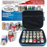Testors Model Paint Enamel 10pc Paint Set, Model Paint Storage Case for Testors Paints (Holds 30 Bottles) (All-Purpose Colors)