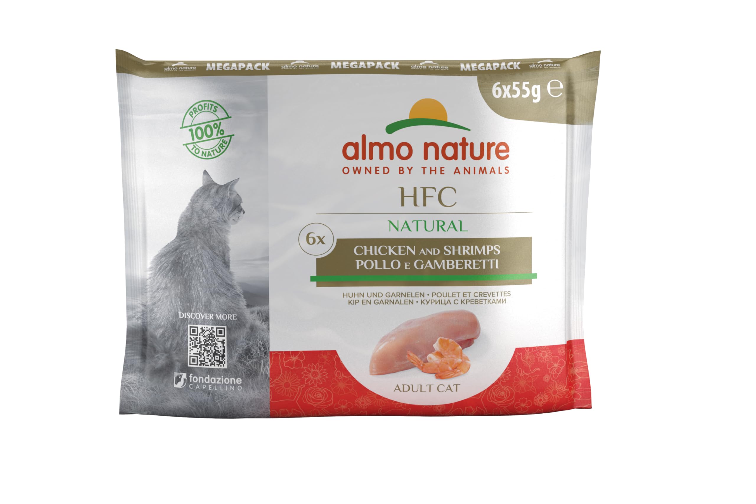 almo nature HFC Natural Megapack Wet Cat Food HFC Natural - Chicken and Shrimp 6 x 55 g, Pack of 6 (6 x 55 g)