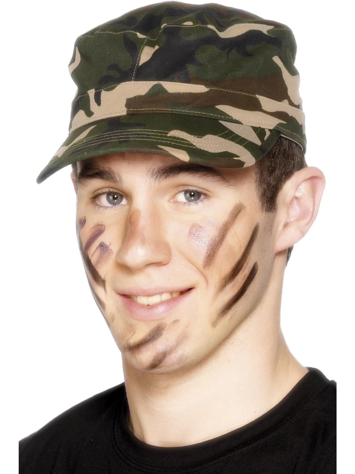 Smiffys Army Cap, Camouflage , Land, Sea and Air Forces Fancy Dress, Troops Dress Up Hats Halloween