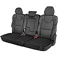 Motor Trend Rear Seat Cushion - Black Diamond Stitched Faux Leather Rear Seat Cover for Cars, Trucks, SUVs - Padded, Waterproof, Non-Slip Back Seat Cover with Storage Pockets