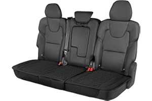 Motor Trend Rear Seat Cushion - Black Diamond Stitched Faux Leather Rear Seat Cover for Cars, Trucks, SUVs - Padded, Waterpro