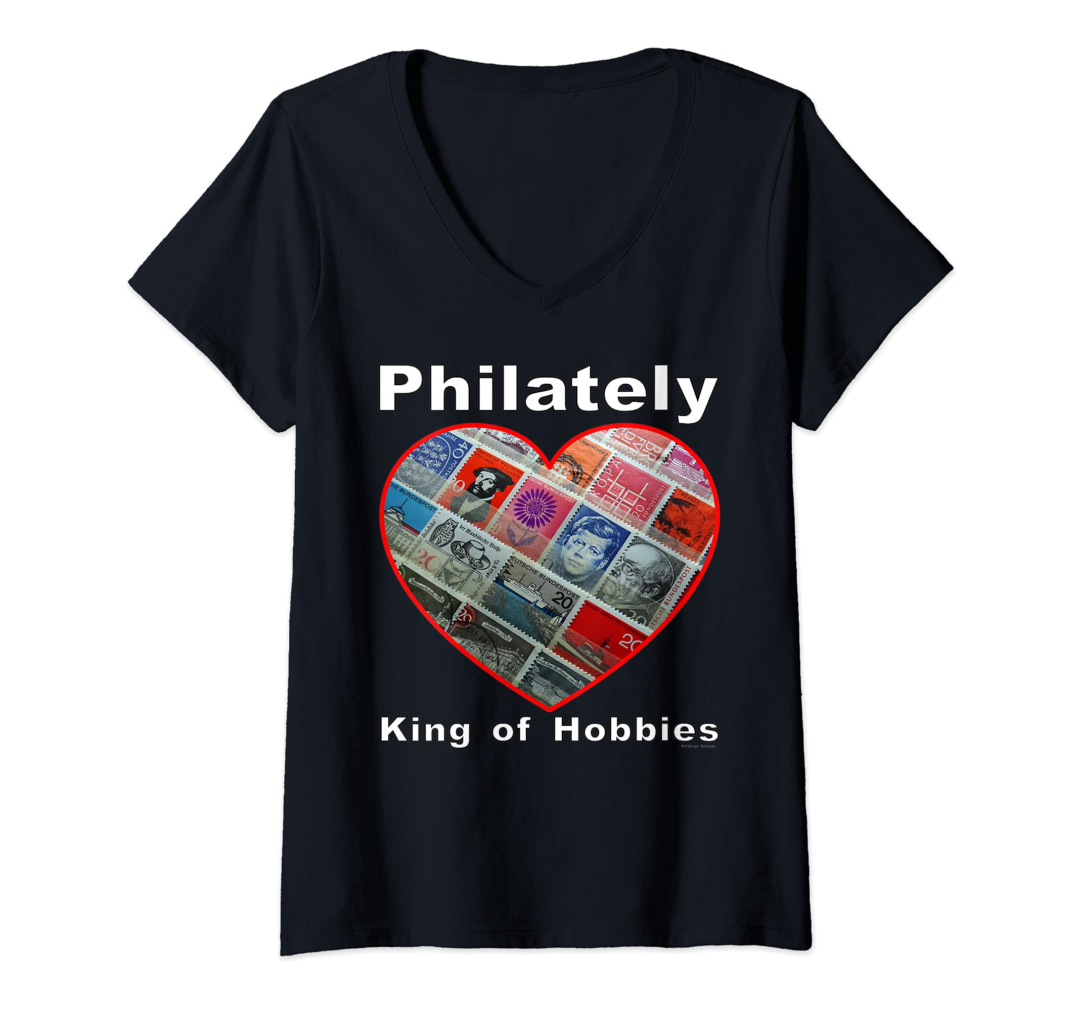 Womens Philately King of Hobbies V-Neck T-Shirt